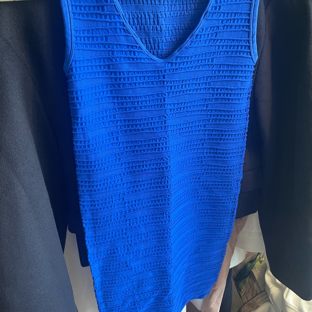 Chic Blue Textured Sleeveless Dress